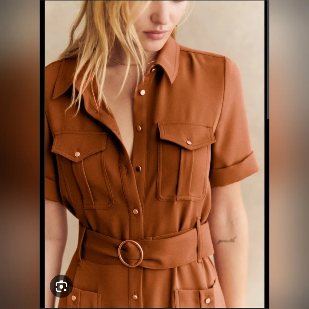 Sezane Raquel Dress in Caramel ASO Meghan Markle - Picture 2 of 11